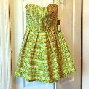 Akira Chicago neon lime tribal bandage dress.